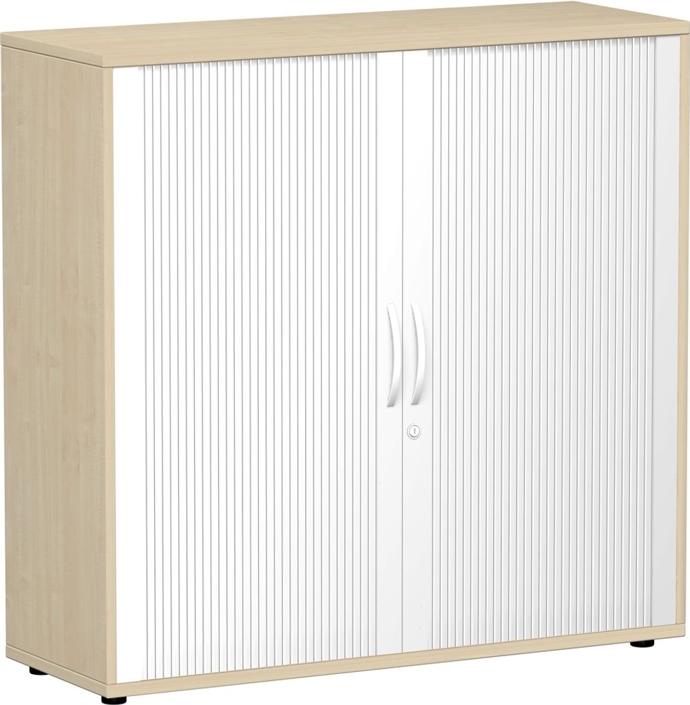 Geramöbel Querrollladenschrank Oberboden 25 mm, mit Standfüßen, abschließbar, 1200x425x1182, Silber/Braun, S-312310-SA
