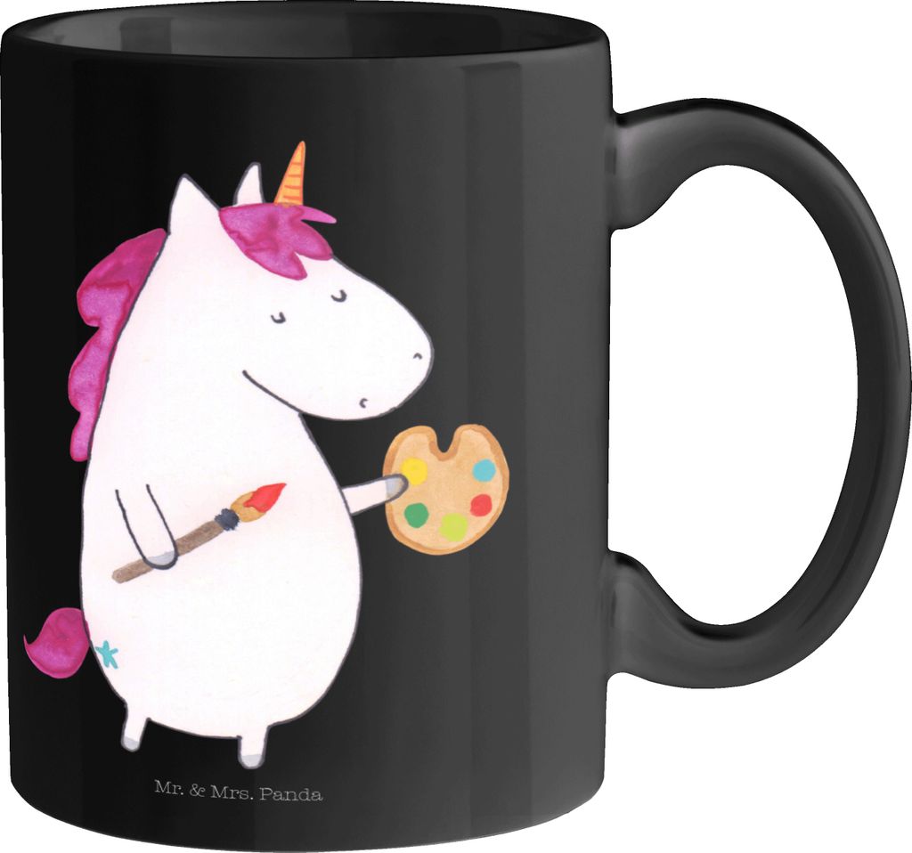 Mr. & Mrs. Panda Kaffeetasse Einhorn Künstler - Schwarz - Geschenk, Kaffeebecher, Tasse, Maler, Unicorn, schöne, Welt, Zeichnen, Farbe, Teetasse,...