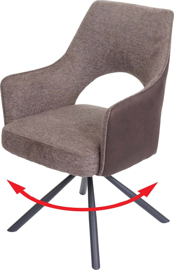 Esszimmerstuhl MCW-K30, Küchenstuhl Lehnstuhl, drehbar Auto-Position, Stoff/Textil MVG braun-dunkelbraun