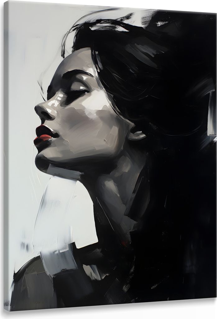 Muralo Leinwandbild Canvas Wandbild Frau PORTRÄT Gesicht Malarei Wanddeko Wohnzimmer 70 cm x 100 cm