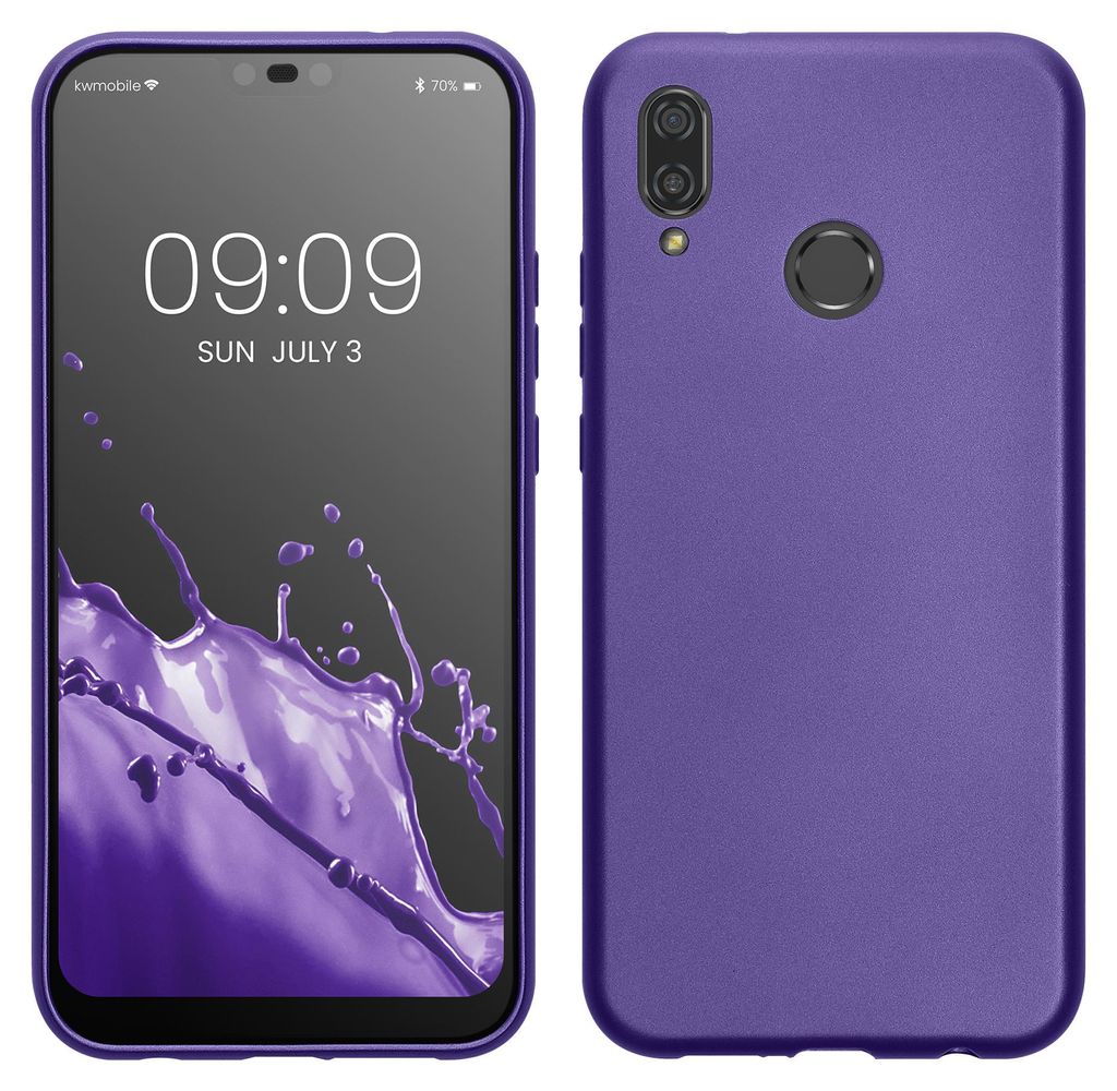kwmobile Handyhülle für Huawei P20 Lite Hülle - Silikon Case metallisch schimmernd - Schutzhülle Cover - Metallic Blauviolett