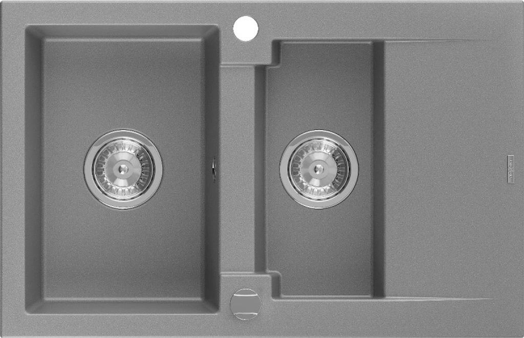 Mexen Gaspar 1,5-Becken-Granitspüle mit kurzer Abtropffläche 737 x 475 mm, Grau - 6507731505-71