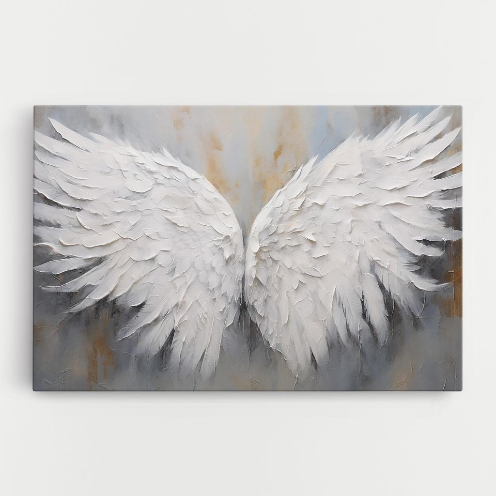 ARTHUB Leinwandbild 80x120 cm, Pretty Angel Wings | Wohnzimmerdekoration, Hängende Bilder, Wanddekoration, Heimdekoration, Moderne, Maltextur