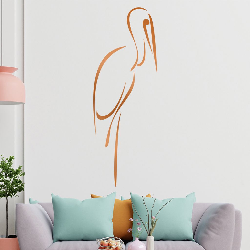 Storch Linien Wandtattoo in 6 Größen - Wandaufkleber Wall Sticker - Dekoration, Küche, Wohnzimmer, Schlafzimmer, Badezimmer