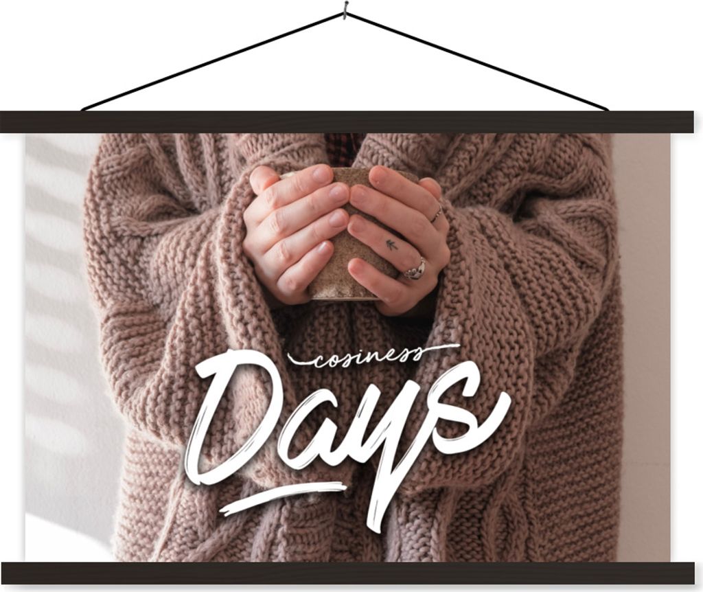 MuchoWow Textilposter Tage der Gemütlichkeit' - Zitate - Sprichwörter 120x80 cm mit schwarzem Rahmen - Wanddeko