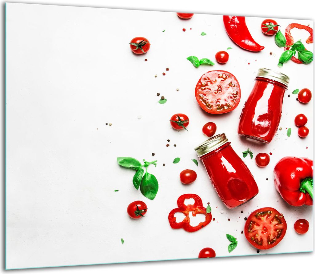 Herdabdeckplatten Glaskeramikkochfeld-Abdeckung Spritzschutz Glas 60x52cm Tomate