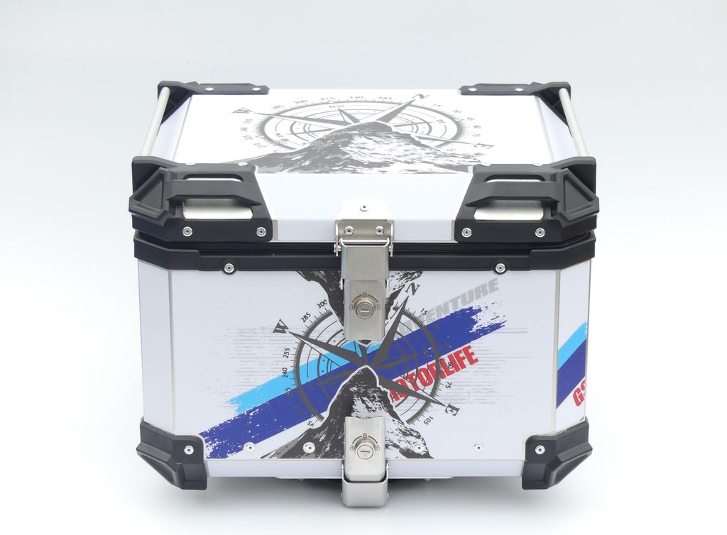 ALUMINIUM-ZENTRALKOFFER 55L Bord, Innenfutter, 2x Schlüssel UV-Beschichtung