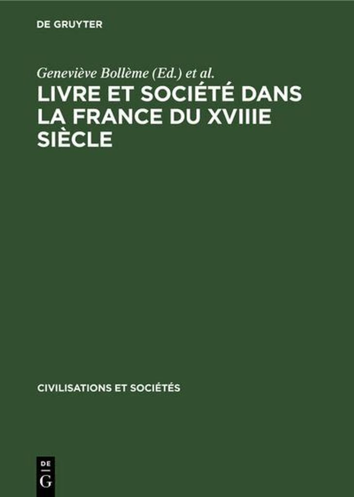 Livre et société dans la France du XVIIIe siècle