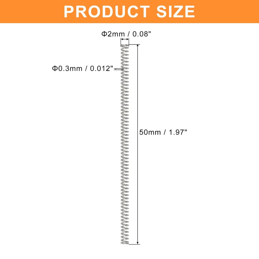 5 Stš¹ck Druckfeder, 0.3 x 2 x 50 mm Druckfedern Feder Federn Zugfeder Zugfedern Spring Spiralfeder Spiralfedern Sprungfeder Stahlfeder 304 Edels...
