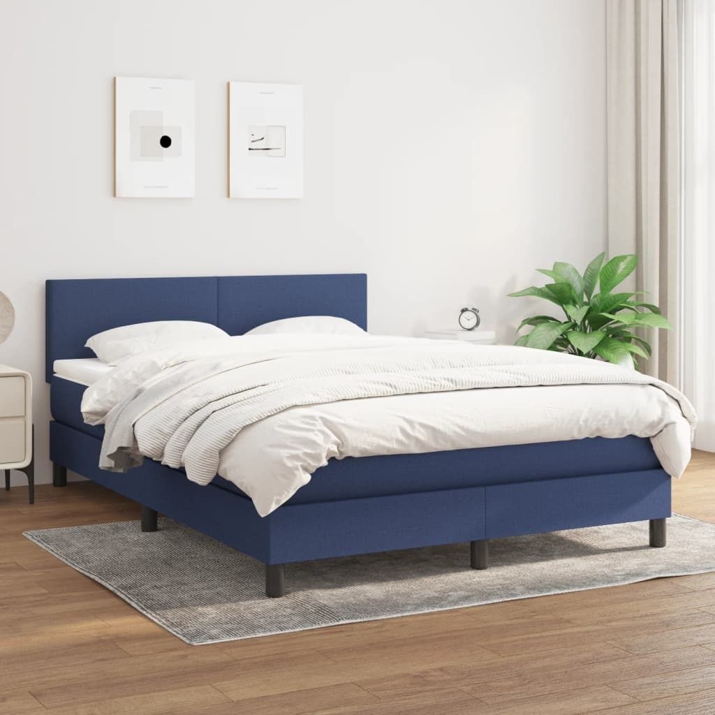 Maison Exclusive - Boxspringbett mit Matratze Blau 140x200 cm Stoff