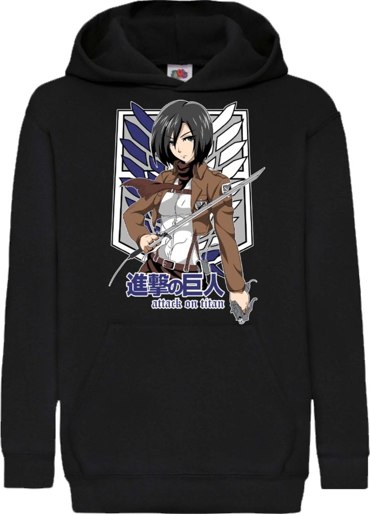 Kinder Kapuzenpullover Anime Manga Attack Anime On Titan Mikasa Ackerman 01 Ackerman Mikasa, 5-6 Jahr - 116 / Schwarz