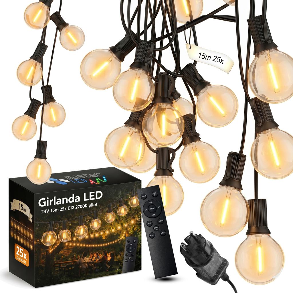 MasterLED LED Lichterkette Außen 15m mit 25x E12 G40 Produktbild 