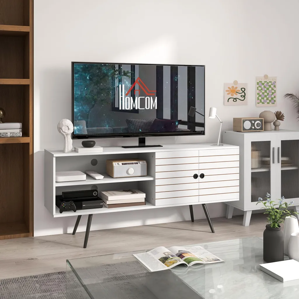 Meuble TV blanc 145cm : rangez vos câbles et décodeurs proprement - 3