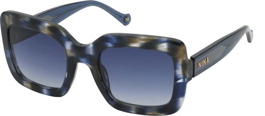 Nina Ricci SNR322 Solaires Variegato Blu Marron Lucido Taille 53-23-140