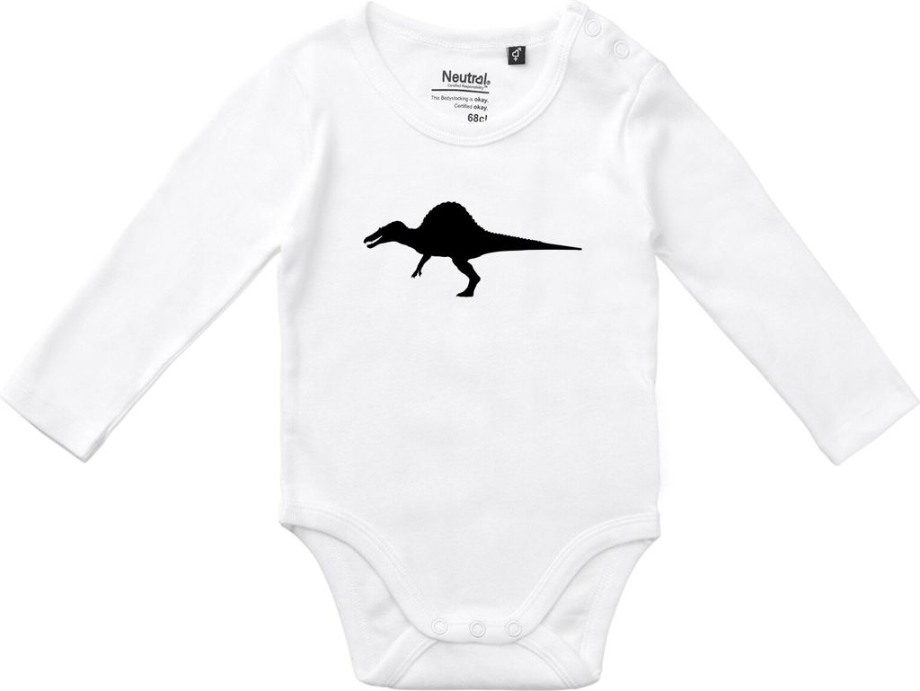 Huuraa Baby Body Spinosaurus Dinosaurier 80 White Baumwolle Fairtrade Langarmbody Geschenkidee
