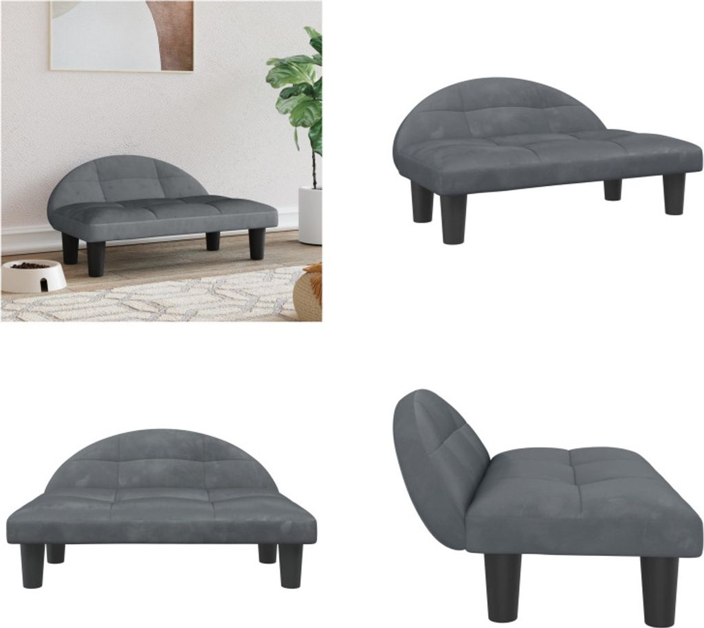 vidaXL Hundebett Dunkelgrau 70x52x30 cm Samt - Hundebett - Hundebetten - Hundesofa - Haustiersofa