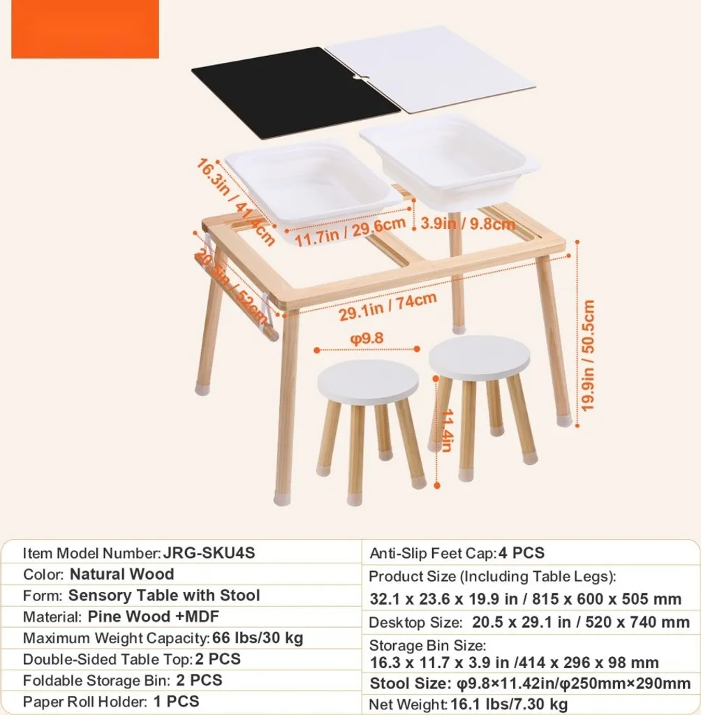 Table de jeu d'eau et de sable éducative avec accessoires de motricité