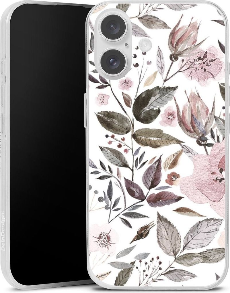 DeinDesign Slim Hülle für Apple iPhone 16 Silikon Case Ultra Dünn Handyhülle Blumen Pastell Wasserfarbe