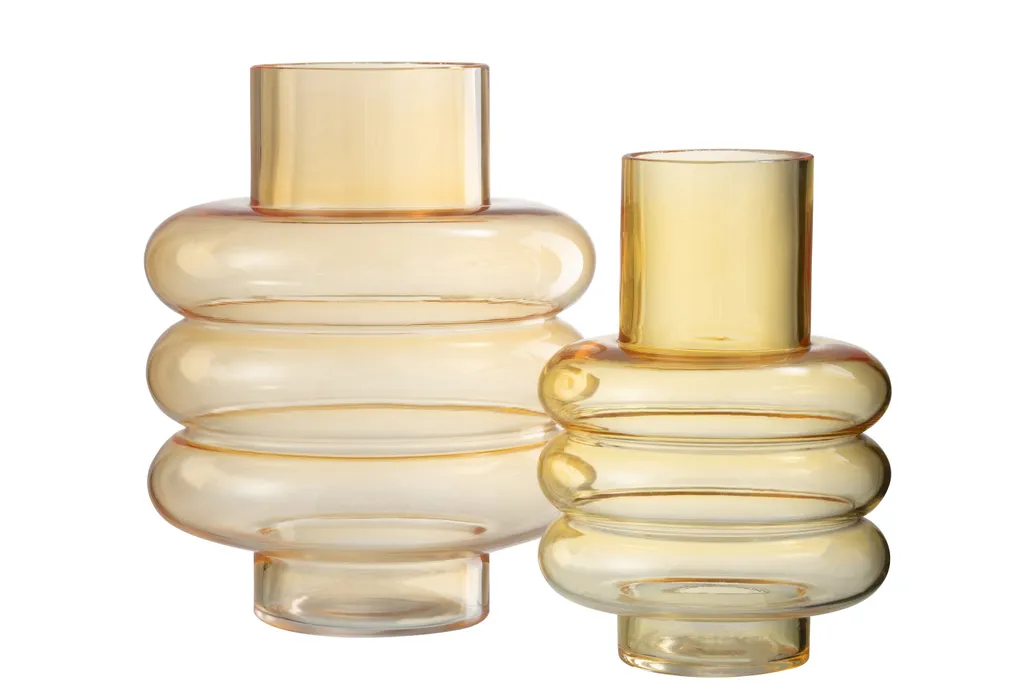 Vase J-Line Lima Ocre en Verre : Stabilisez vos Grands Bouquets de Fleurs
