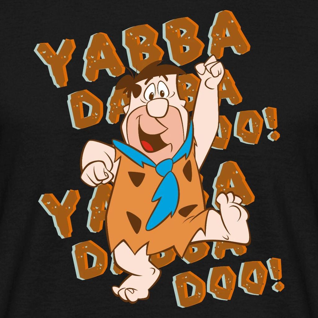 Spreadshirt The Flintstones Fred Feuerstein Yabba Dabba Doo Männer T-Shirt, S, Schwarz
