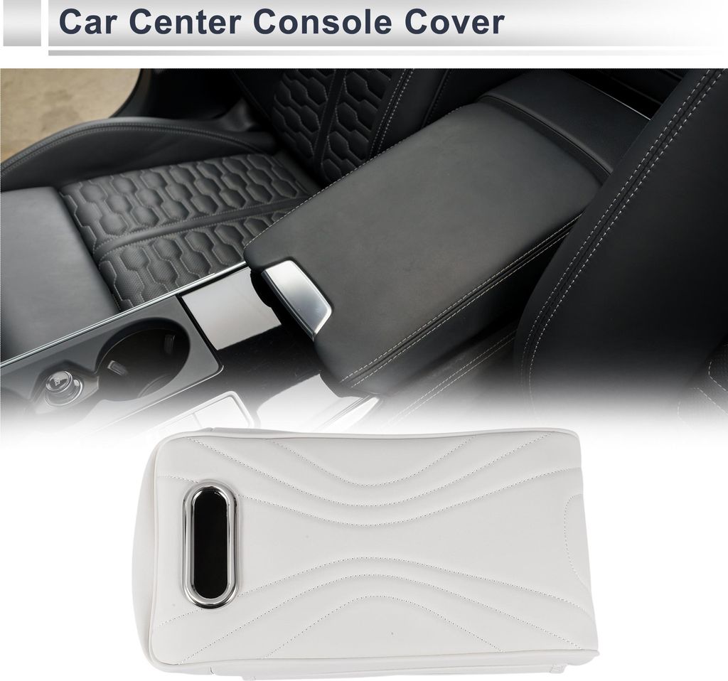 Car Center Console Cover Car Armrest Cover Multifunktional 31.5x16x8cm / 12.4"x6.3"x3.15" Weiß Nappa Leder Memory Foam