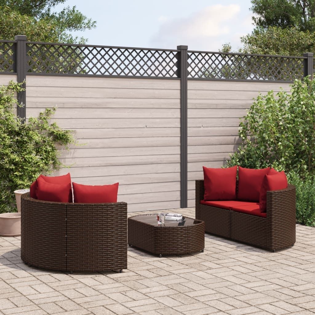 "2026 Promotion" 5-tlg. Garten-Sofagarnitur/Terrassenmöbel - mit Kissen - Braun Poly Rattan - Gartenmöbelset CC16632