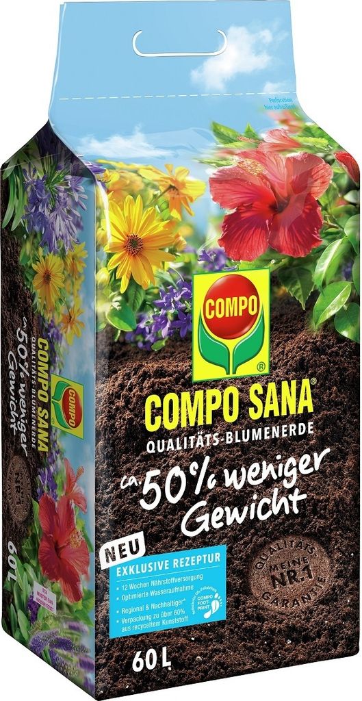 COMPO SANA Blumenerde ca. 50% weniger Gewicht 60l