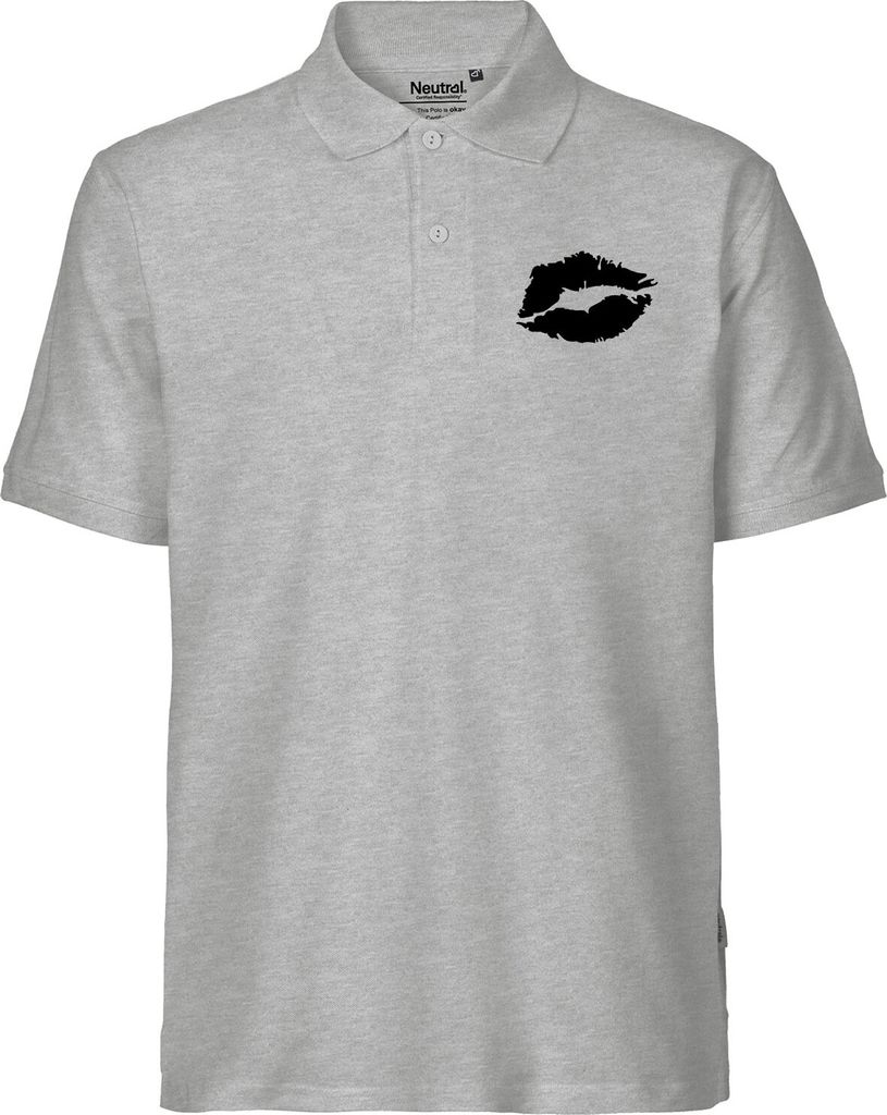 Huuraa Herren Polo Shirt Kussmund Lippen XL Sport Grey Bio Baumwolle Fairtrade Poloshirt Geschenkidee