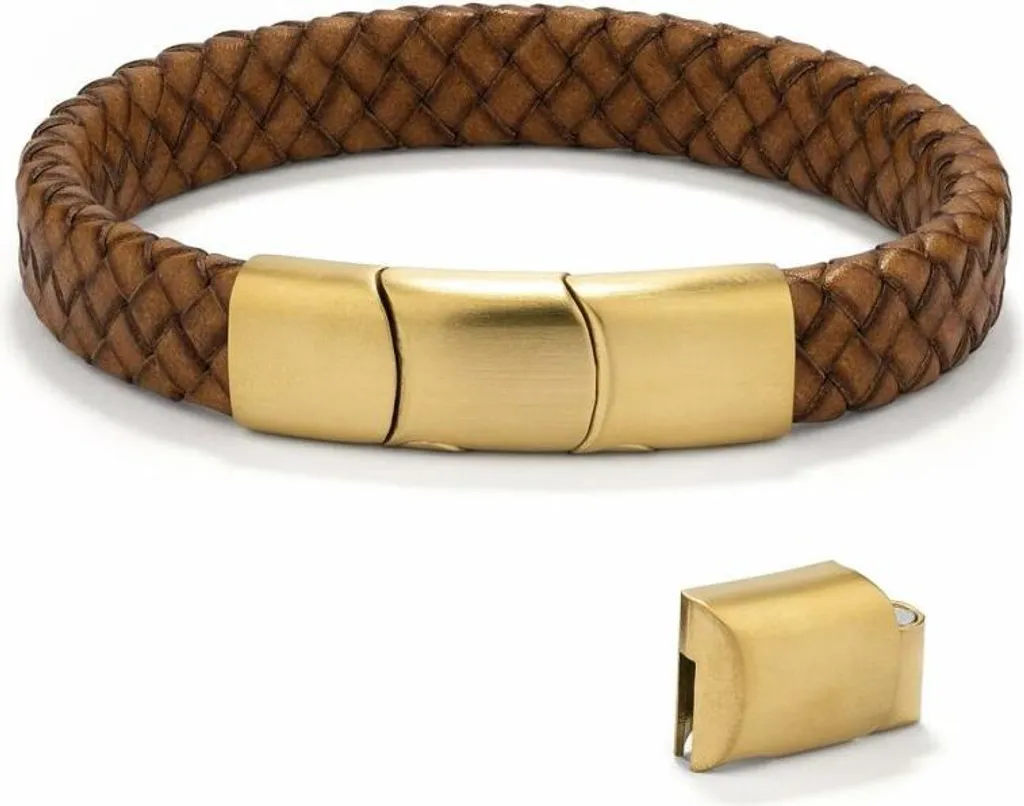 Bracelet Radiant RH000292 pour Homme en Cuir Brun avec Fermoir Acier