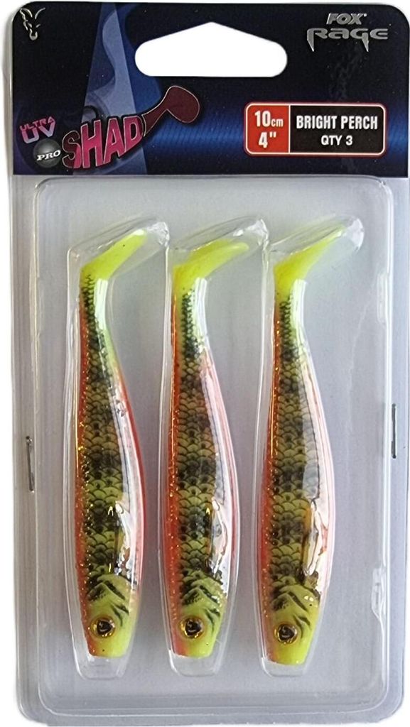 Fox Rage Pro Shad 10cm - 3 Gummifische, Farbe:Bright Perch UV