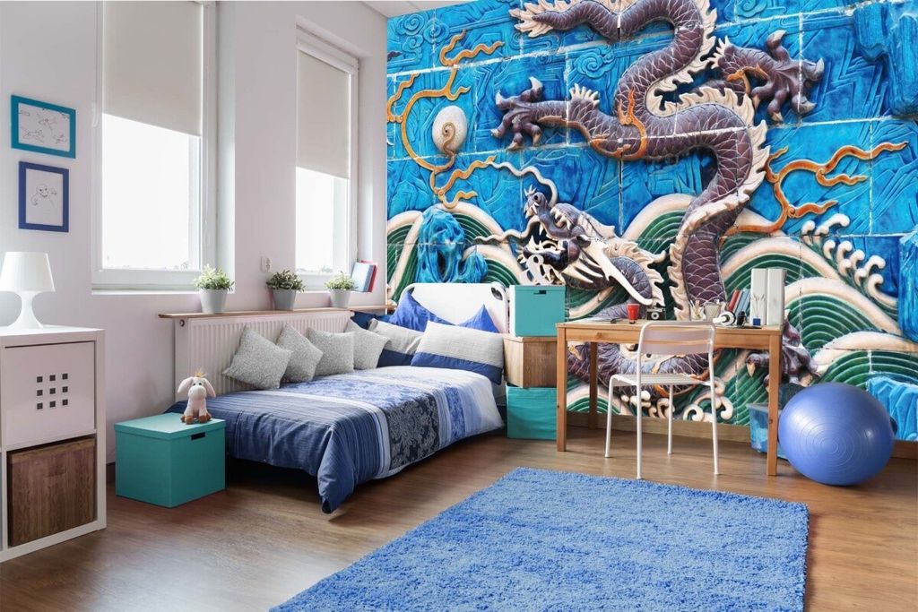 Vlies Fototapete DRACHENMAUER VON BEIHAI 375 x 250 cm (inkl. Kleister) - Vlies Tapete, Wandtapete, Wandbilder - Tapete für Wohnzimmer Schlafzimmer...