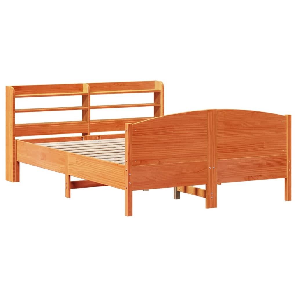 vidaXL Massivholzbett ohne Matratze Wachsbraun 150x200 cm Kiefernholz