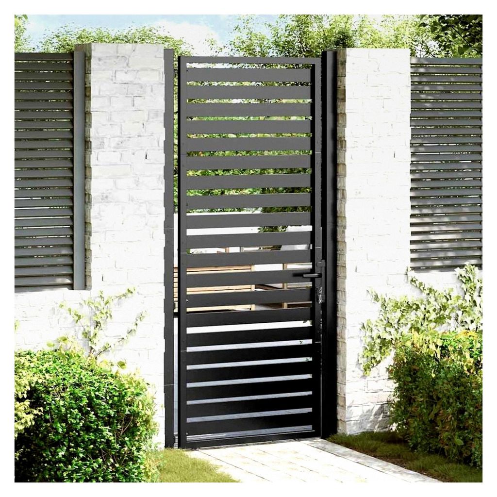 Schwarzes Aluminium Gartentor 100x251cm, stabil und abschließbar, für klassischen Gartenstil