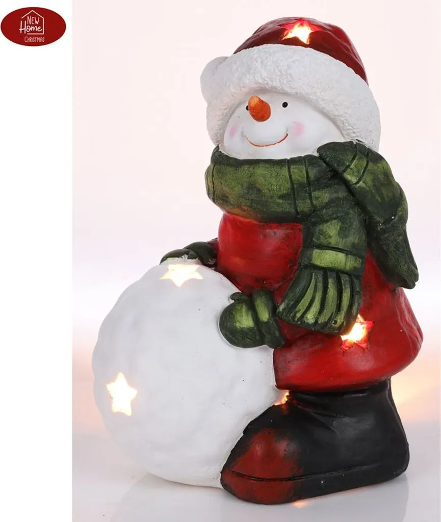 Bonhomme de neige 34,5cm porte-bougie chauffe-plat décor de Noël XL