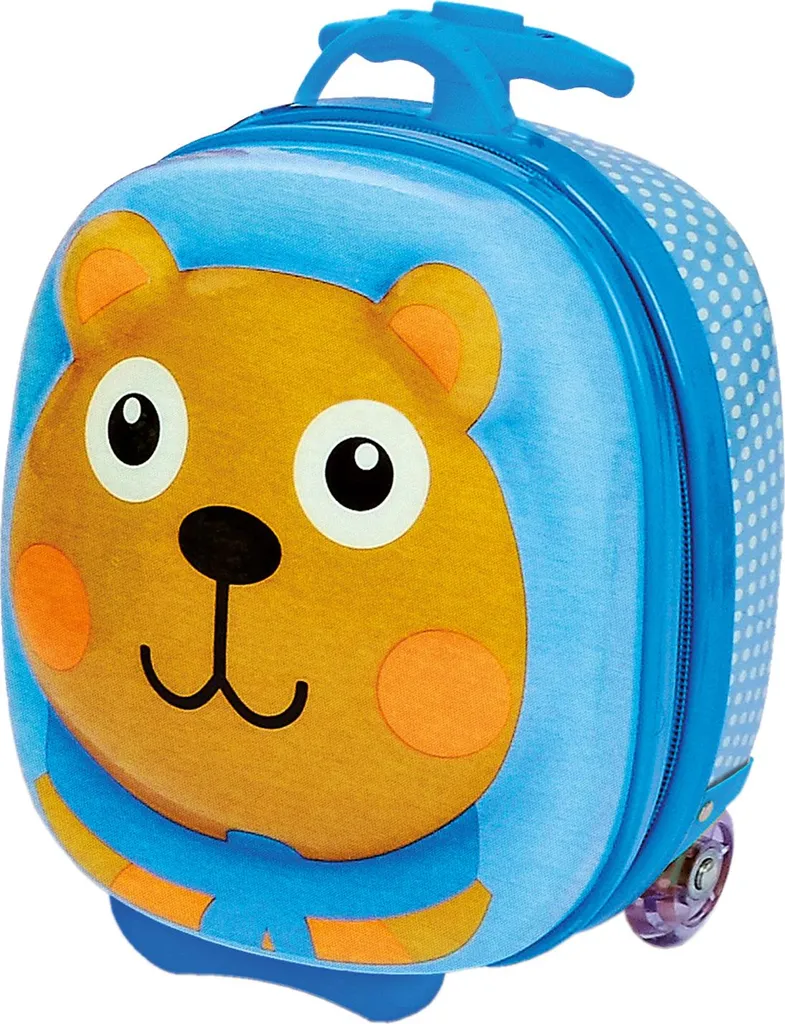 Happy Trolley Ours - Valise Cabine Enfant Rigide à Roulettes Multicolore