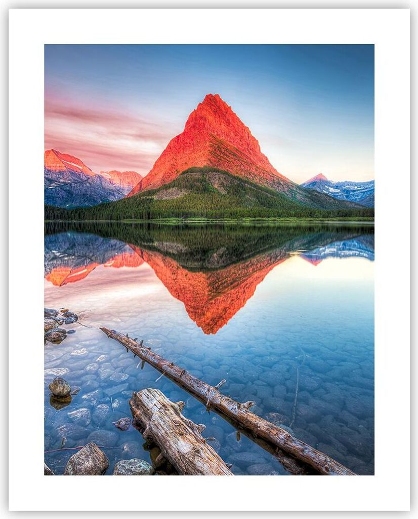 Poster - Poster ohne Rahmen - See Berge Spiegelung - 40x50 cm - Wand Bild - Wanddeko - Wandbilder - Kunstposter - Wandposter - Bilder - Kunstdruck ...