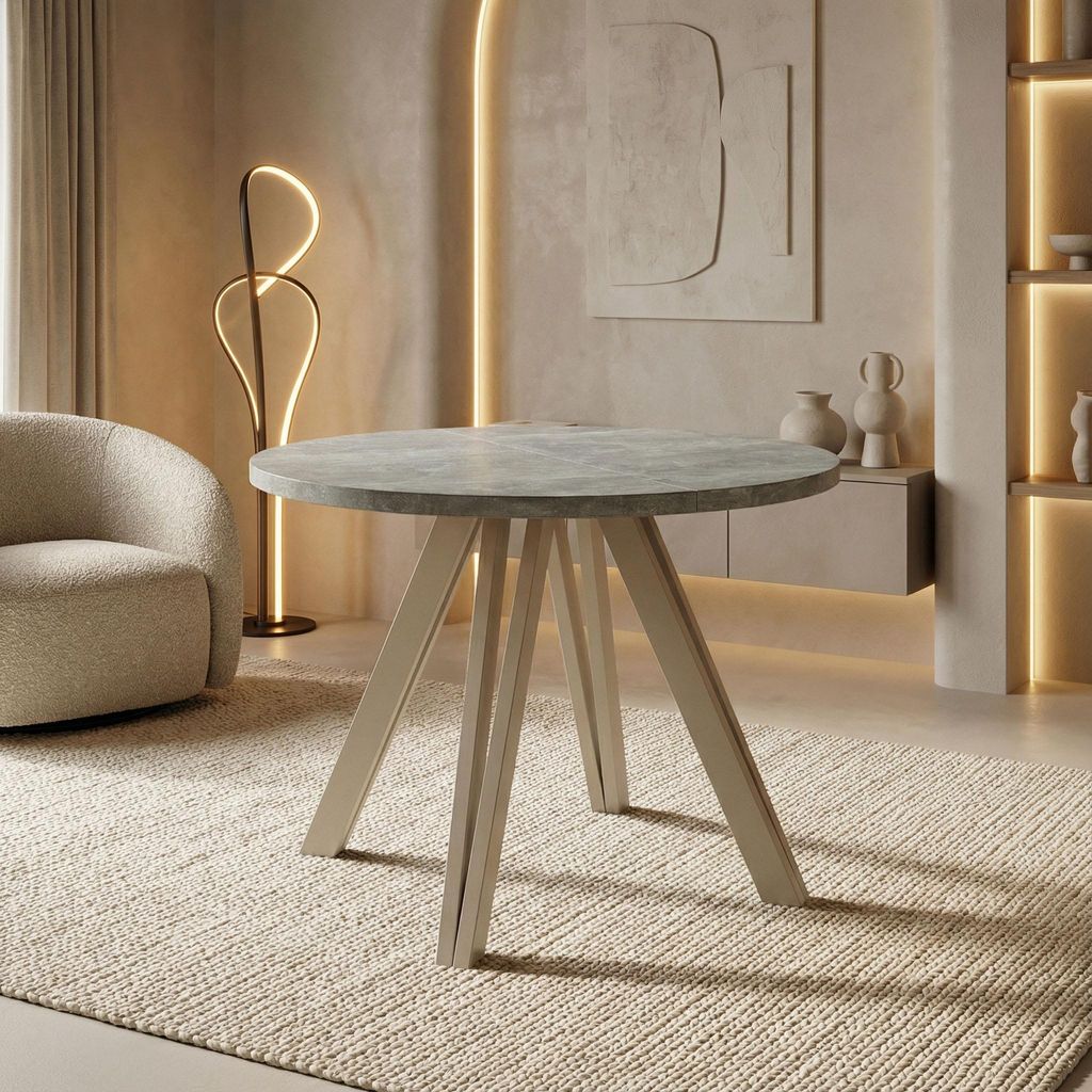 Runder Esstisch 100 cm mit Holzbeinen aus Buchenholz in Kaschmir – Moderner Tisch für Esszimmer, Küche und Wohnzimmer – Platzsparender Tisch ...