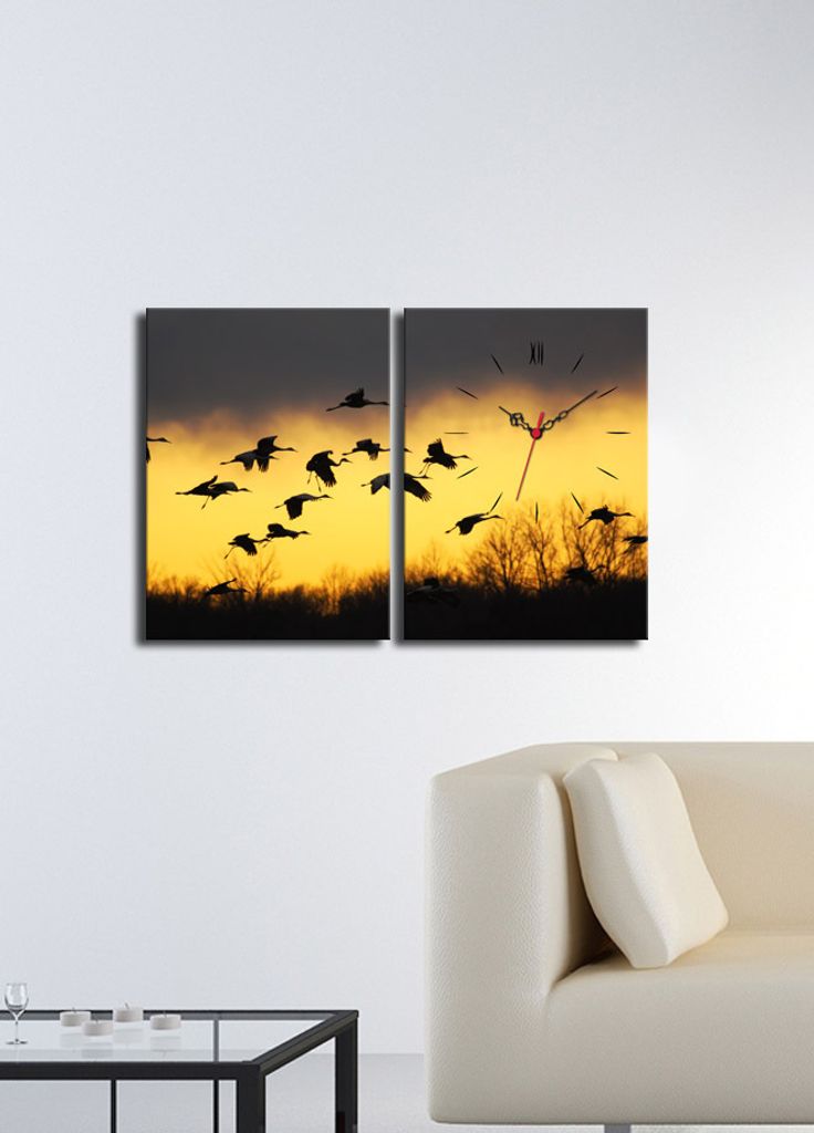 Opviq, 2P3040CS- CLA2625, Bunt, Wanduhren, 64 x 40 cm, 100% Wildleder -Leinwand