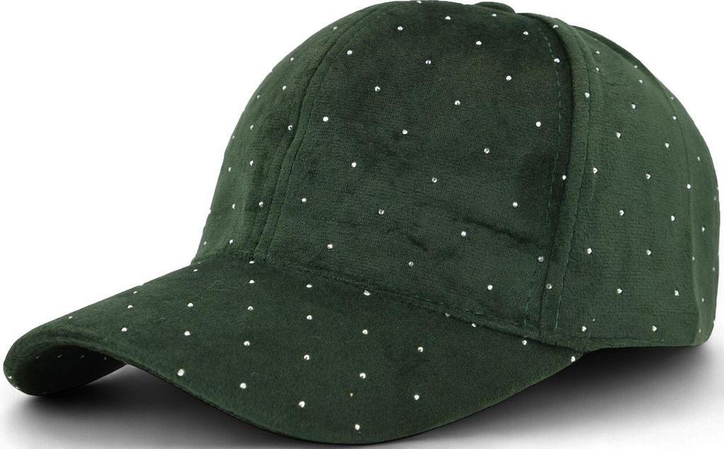 styleBREAKER Damen Baseball Cap mit Strass Nieten | 6-Panel Samt Basecap mit gebogenem Schirm | Verstellbare Einfarbige Kappe mit Klettverschluss 5...