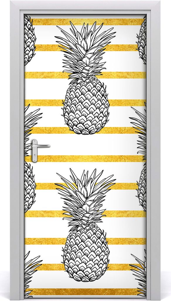 Tulup Türaufkleber 95x205 cm Dekorative Aufkleber Selbstklebend Wasserdichte Tapete Abnehmbar Schlafzimmer Wohnzimmer Wohnkultur - Ananas Streifen