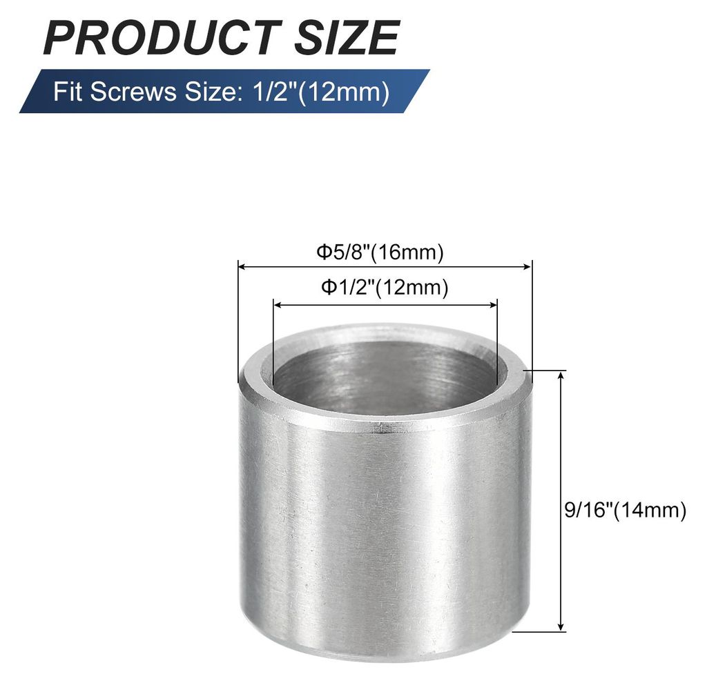 5 Stš¹ck Distanzhš¹lsen Abstandshalter Edelstahl, 12mm ID x 16mm OD x 14mmL 304 Edelstahl Runde Abstandshalter ohne Gewinde S?ulen fš¹r Schra...