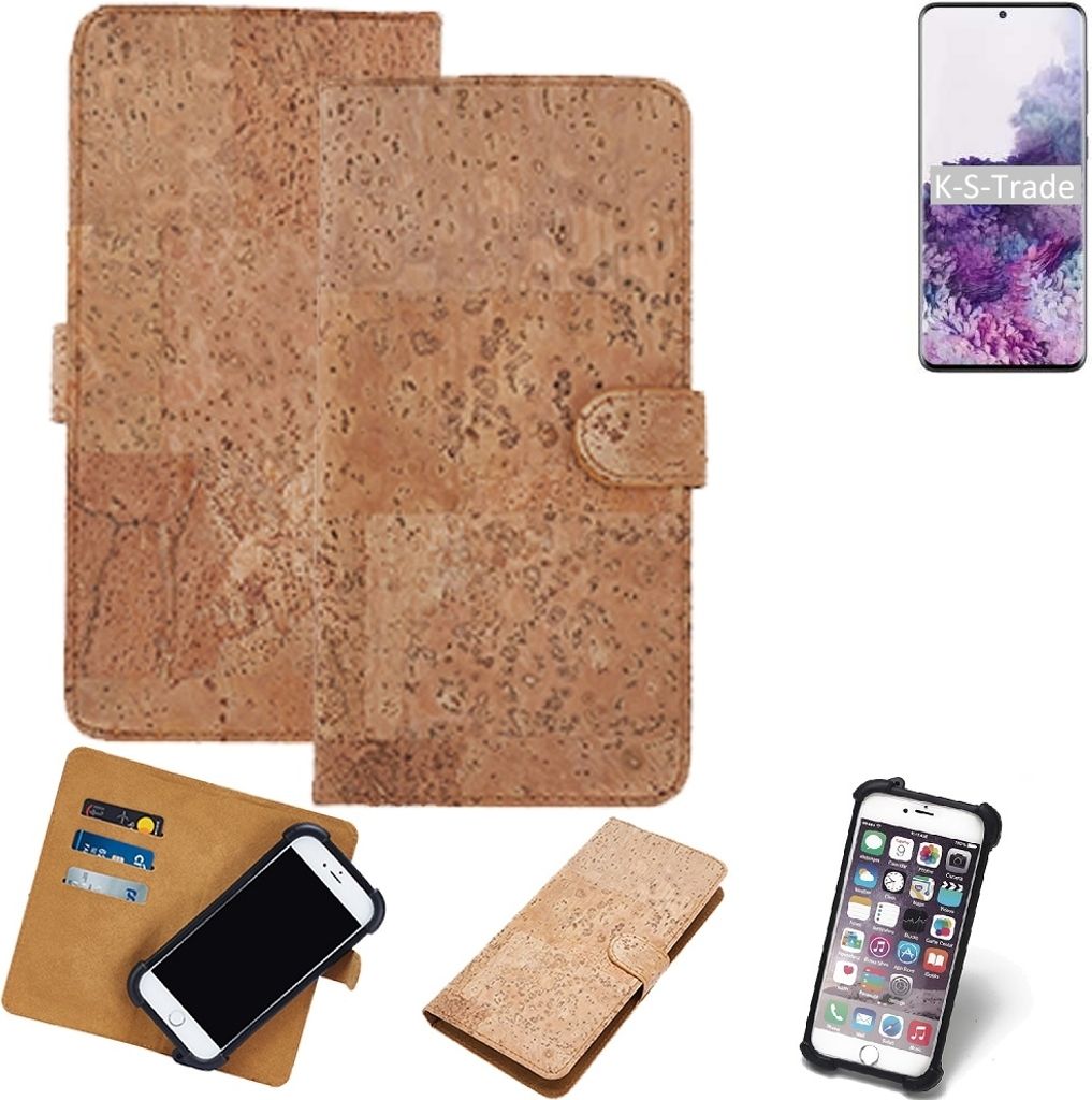 K-S-Trade Hülle kompatibel mit Samsung Galaxy S20+ Kork Handyhülle Cover Schutzhülle TPU Case Bumper in Hellbraun, (1x)