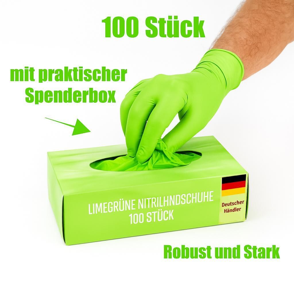 Einweghandschuhe 100 Stück Lime Nitrilhandschuhe Gummihandschuhe Latexfrei Puderfrei für Lebensmittelbereiche, Medizin, Kosmetik und Haushalt (S)