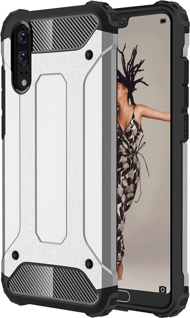 Mobigear Outdoor Huawei P20 Hülle Hardcase Backcover Stoßfest - Silber