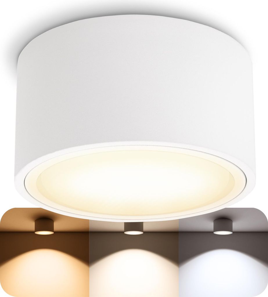 SSC-LUXon CELI-X LED Aufbauspot flach mit großer Leuchtfläche - LED GX53 mit 5W drei einstellbaren Lichtfarben 3CCT 230V - Decken Aufbaustrahler ...