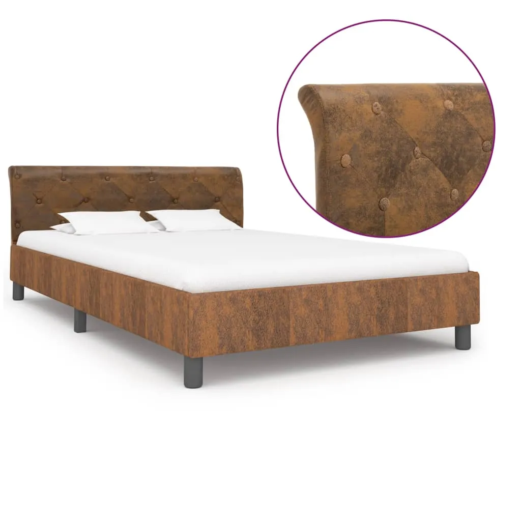 Cadre de lit solide 140x200 Marron daim, solution couchage confortable - 2