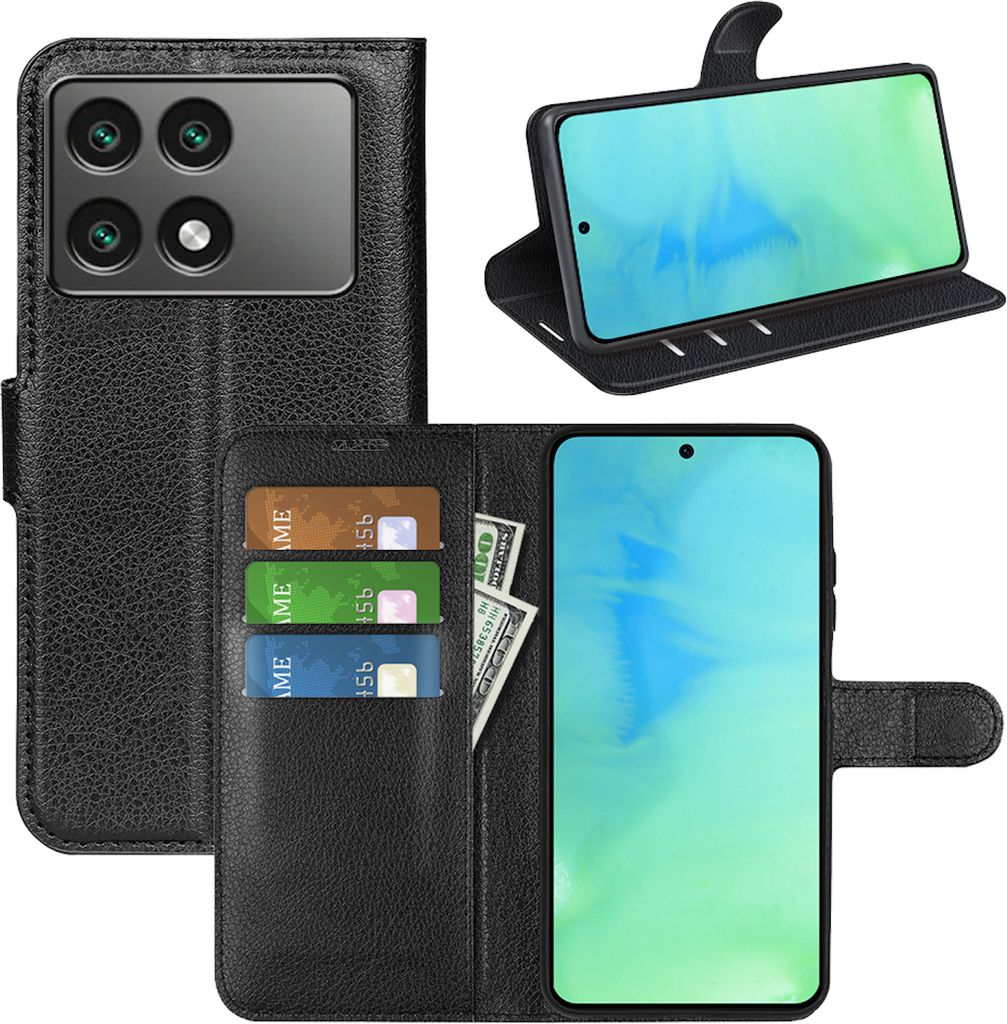 Für Xiaomi Poco F6 Pro / Redmi K70 & Pro Smart Handy Tasche Schwarz Etuis Kunst-Leder Hülle Cover Case Book