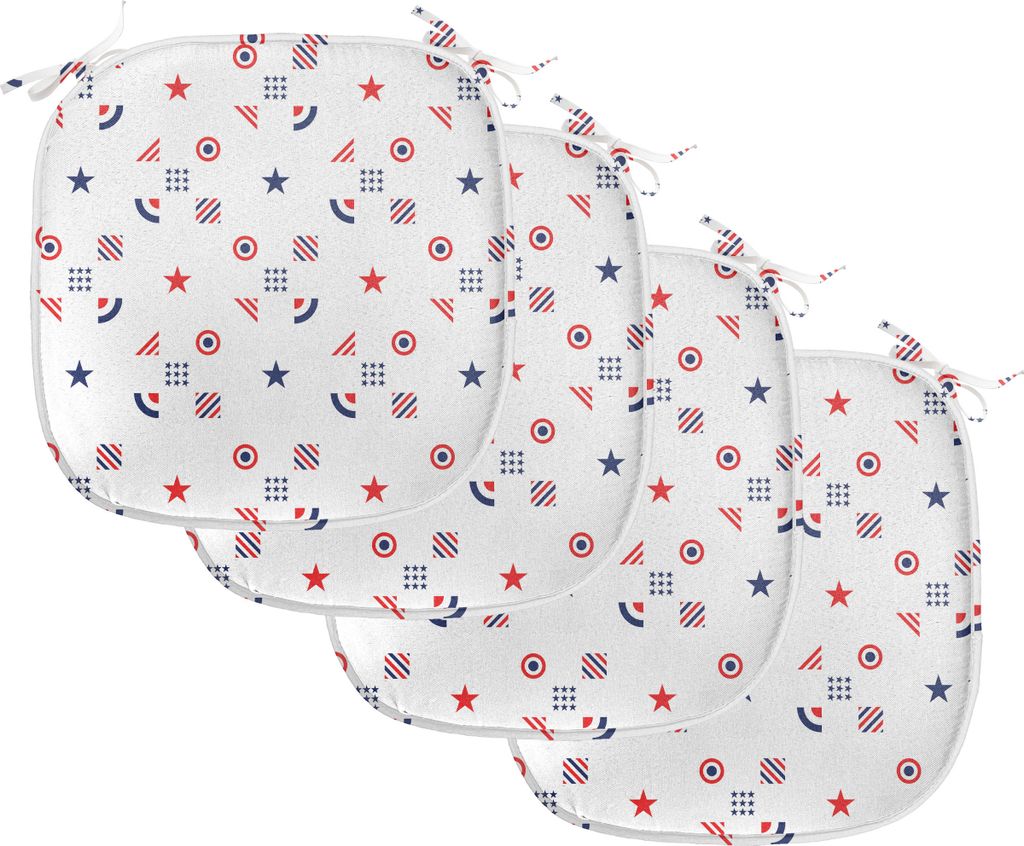 ABAKUHAUS USA Polster für Esszimmerstühle, Viertel von Juli Squares, Dekoratives wasserfestes Kissen mit Riemen für Küchensitze, 40 cm x 40 cm-...