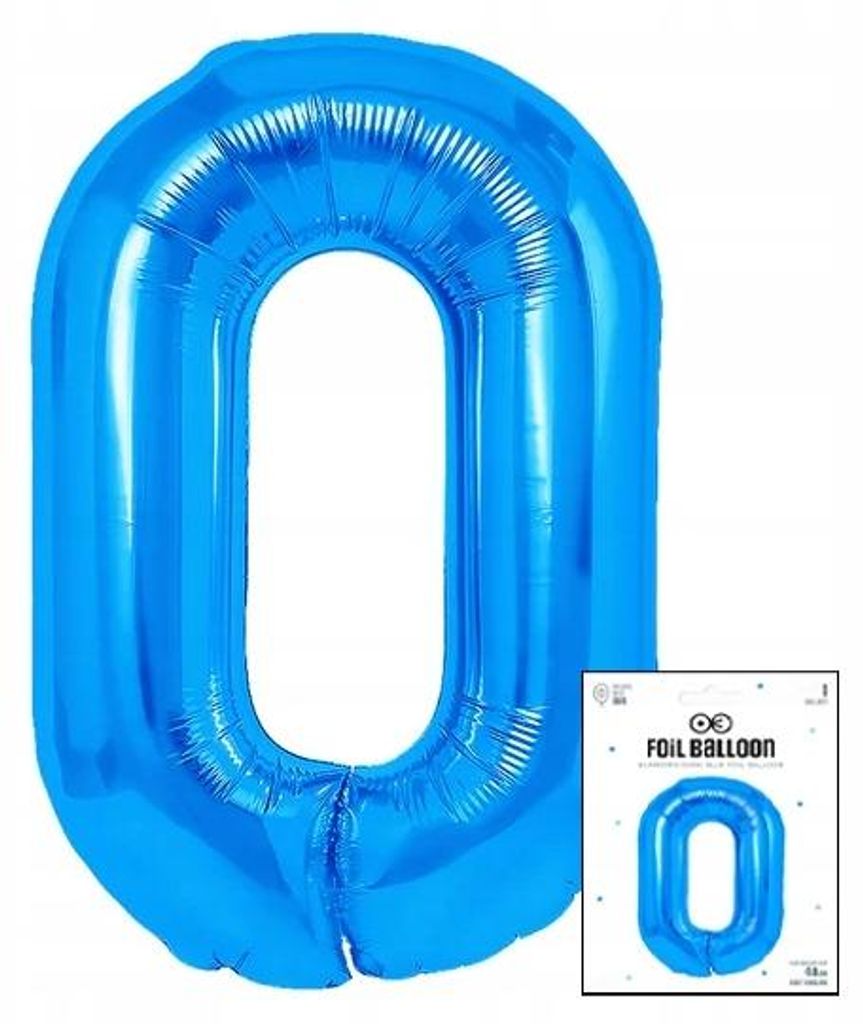 fóliový balónek číslo 0 modrý na narozeninovou párty 40cm Obrázek produktu 