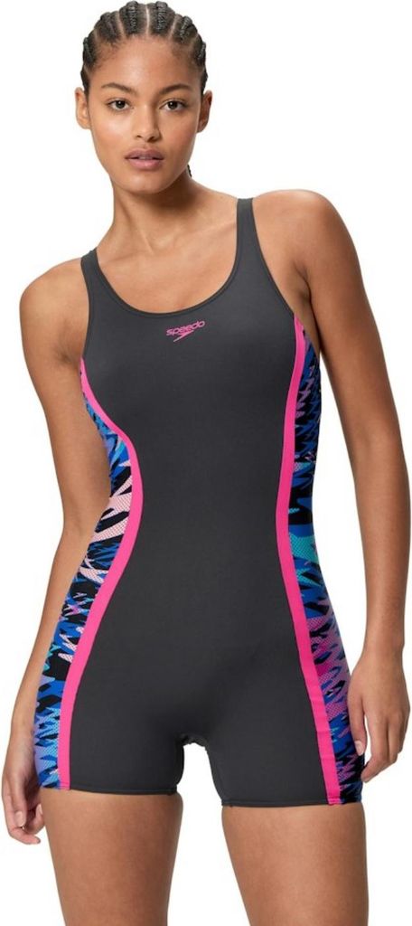 Speedo Hyperboom Legsuit Badeanzug Damen, Farbe:Schwarz, Größe:46